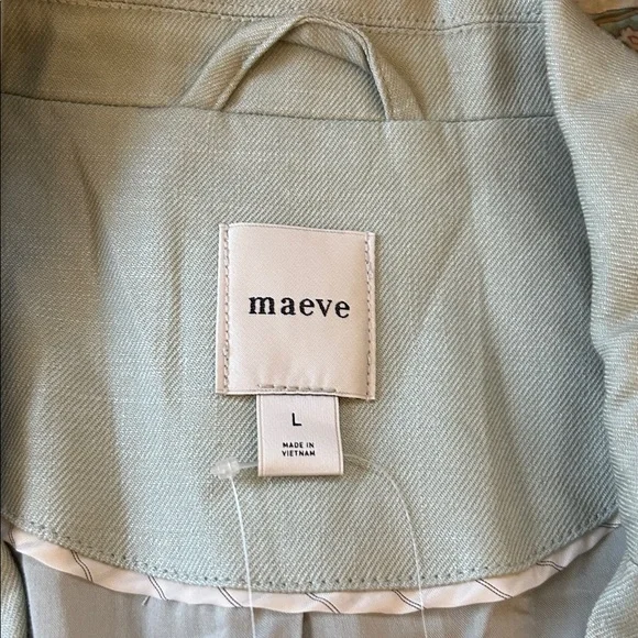 NWT Maeve Anthropologie Light Ceylon Green Linen classic Blazer - Picture 6 of 10